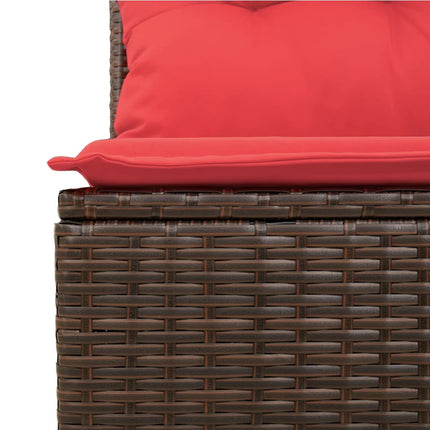 havesofasæt med 10 hynder brun polyrattan