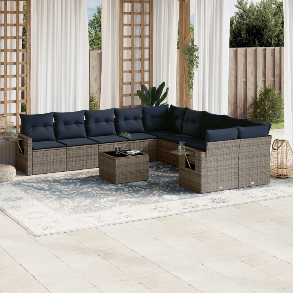 11-delt havesofast med hynder gr polyrattan