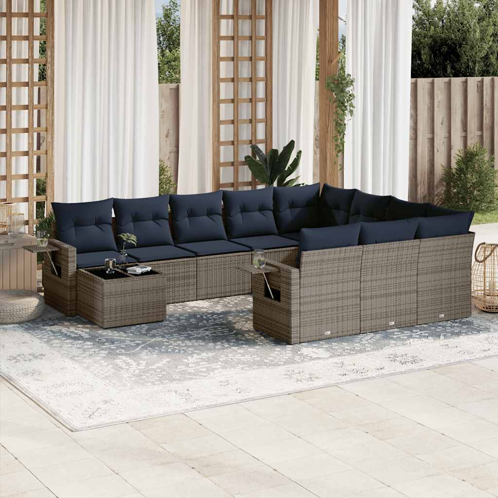 11-delt havesofast med hynder gr polyrattan