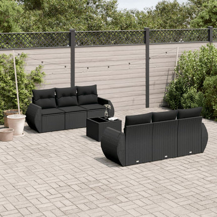 sofasæt til haven 7 dele med hynder polyrattan sort