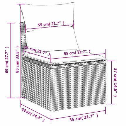 havesofasæt med 7 dele og hynder grå polyrattan
