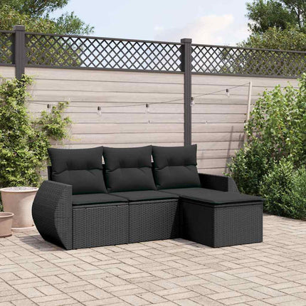 sofasæt til haven 4 dele med hynder polyrattan sort