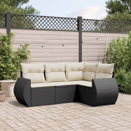 sofasæt til haven 4 dele med hynder polyrattan sort