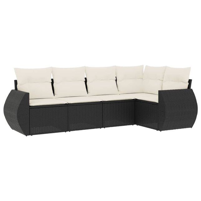 sofasæt til haven 5 dele med hynder polyrattan sort