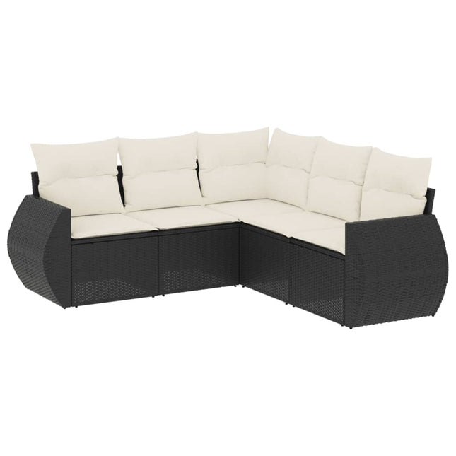 sofasæt til haven 5 dele med hynder polyrattan sort