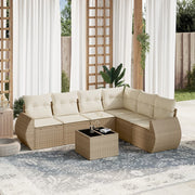 sofasæt til haven 7 dele med hynder polyrattan beige