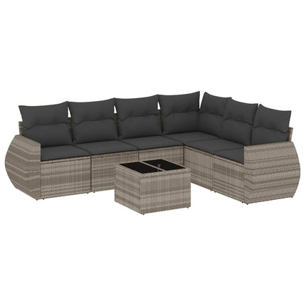 sofasæt til haven 7 dele med hynder polyrattan lysegrå