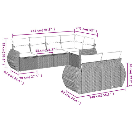 sofasæt til haven 7 dele med hynder polyrattan beige
