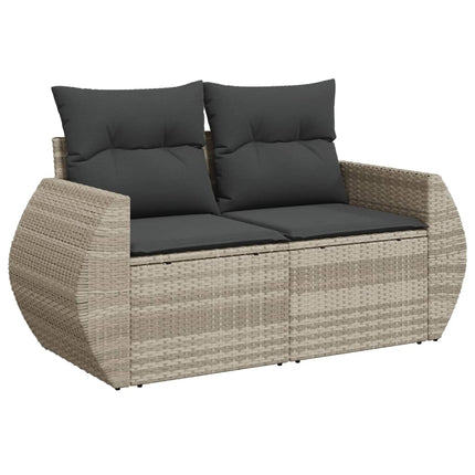 havesofasæt med 9 dele og hynder grå polyrattan