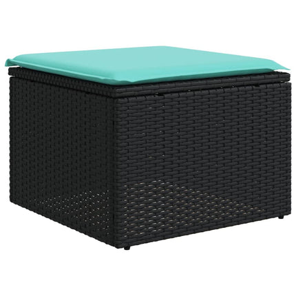 havesofasæt med 6 hynder sort polyrattan
