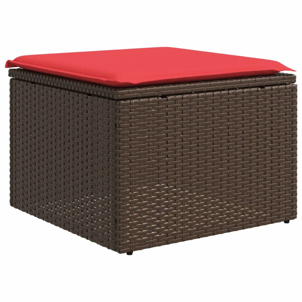 havesofasæt med 6 hynder brun polyrattan