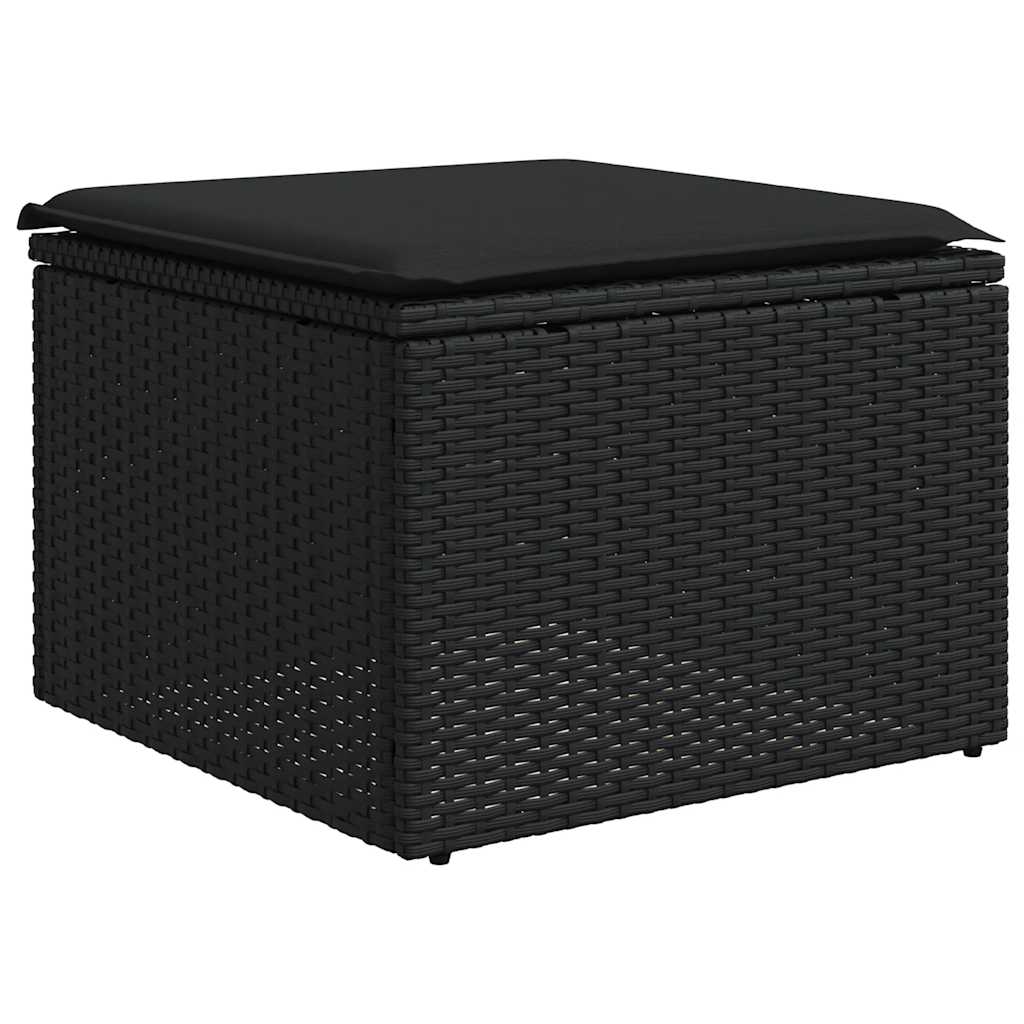 sofasæt til haven 7 dele med hynder polyrattan sort