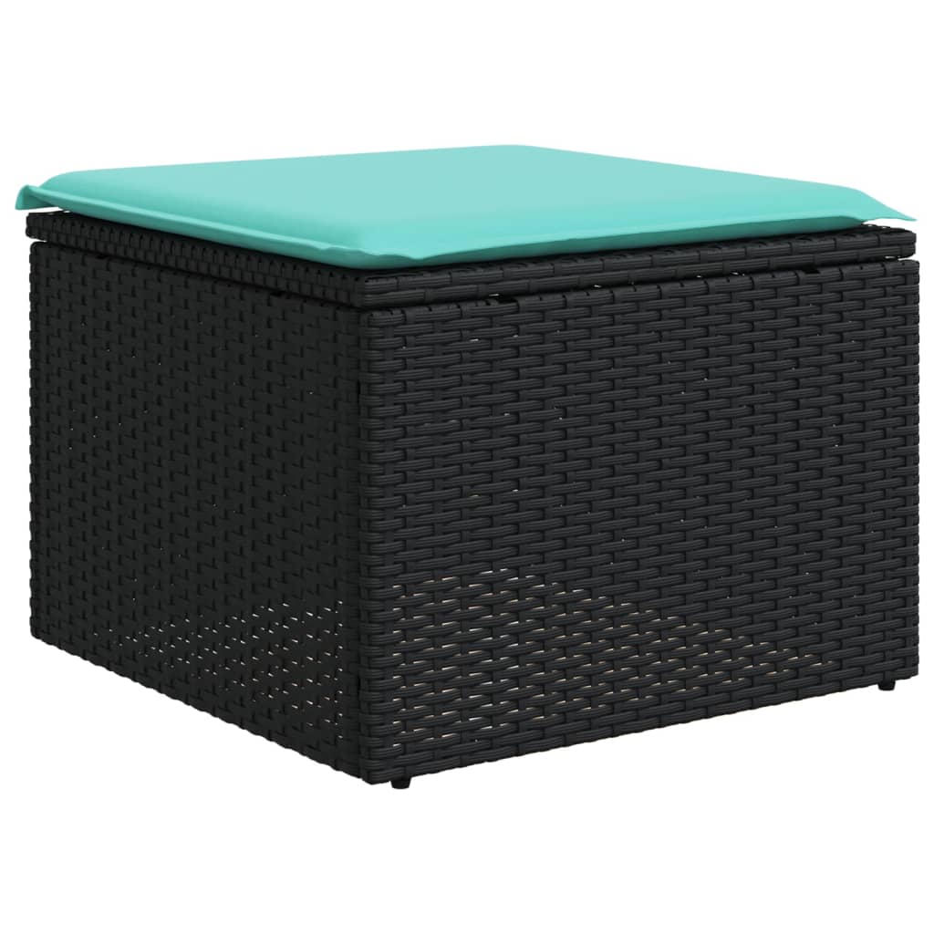 havesofasæt med 7 hynder sort polyrattan
