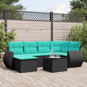 havesofasæt med 7 hynder sort polyrattan