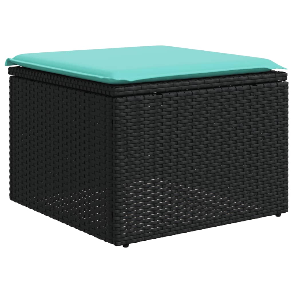 havesofasæt med 7 hynder sort polyrattan