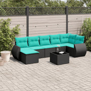 8-delt havesofasæt med hynder sort polyrattan