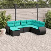 havesofasæt med 7 hynder sort polyrattan