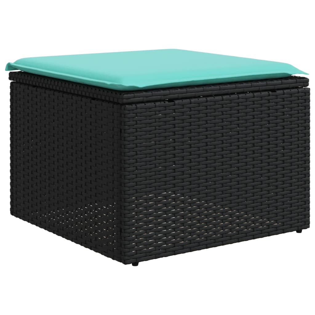 havesofasæt med 6 hynder sort polyrattan