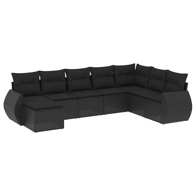 sofasæt til haven 8 dele med hynder polyrattan sort