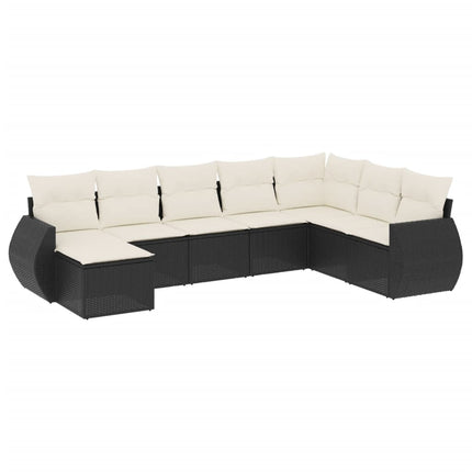 sofasæt til haven 8 dele med hynder polyrattan sort