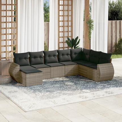 sofasæt til haven 8 dele med hynder polyrattan grå