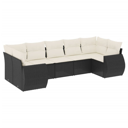 sofasæt til haven 7 dele med hynder polyrattan sort