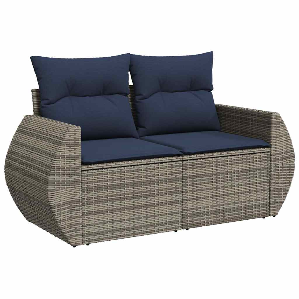 havesofasæt med 7 dele og hynder grå polyrattan