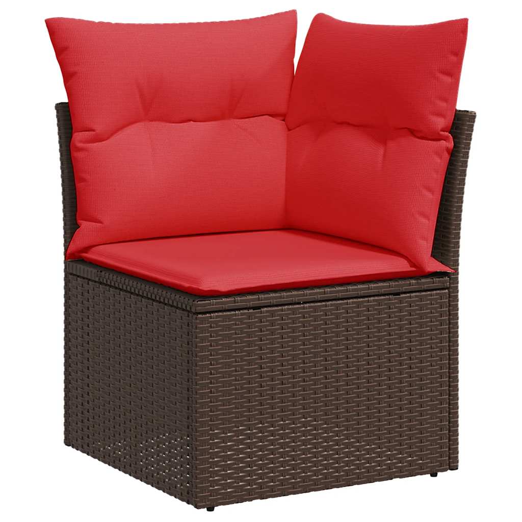 havesofasæt med 7 hynder brun polyrattan