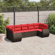 havesofasæt med 7 hynder brun polyrattan