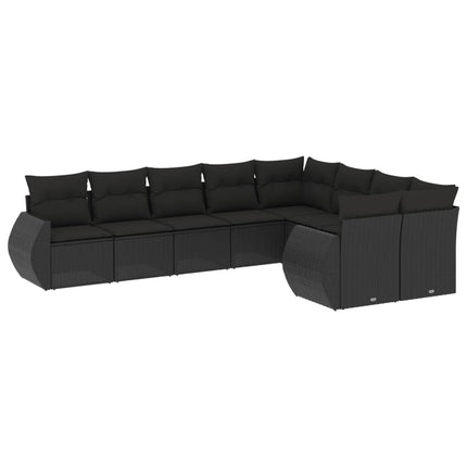 sofasæt til haven 9 dele med hynder polyrattan sort