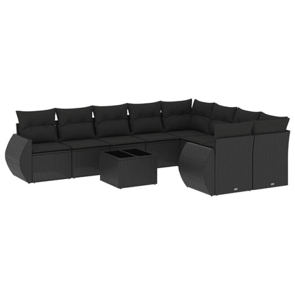 sofasæt til haven 10 dele med hynder polyrattan sort