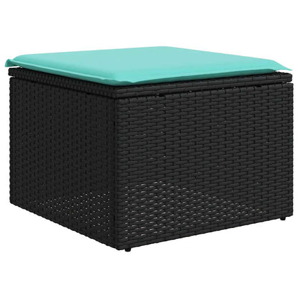 havesofasæt med 10 hynder sort polyrattan