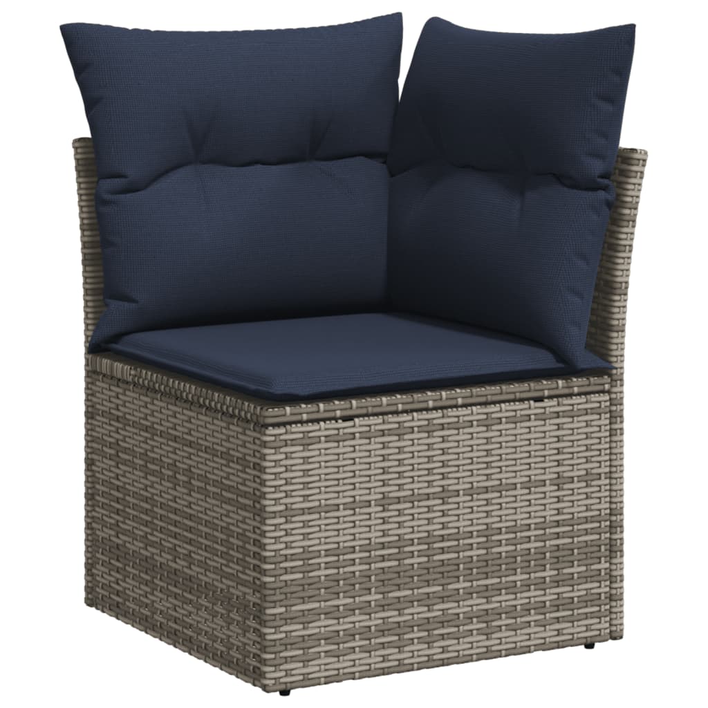 havesofasæt med 10 dele og hynder grå polyrattan