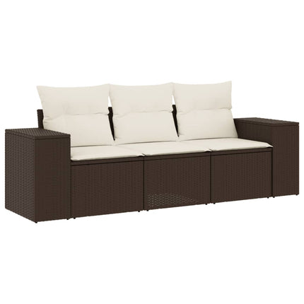 sofasæt til haven 3 dele med hynder polyrattan brun