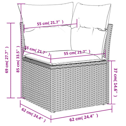 sofasæt til haven 3 dele med hynder polyrattan brun