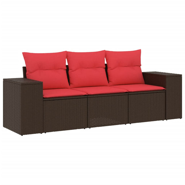 havesofasæt 3 dele med hynder brun polyrattan