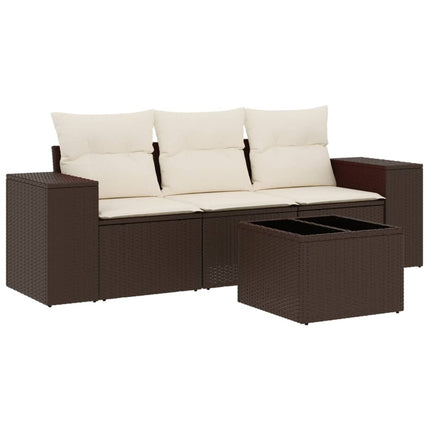 sofasæt til haven 4 dele med hynder polyrattan brun