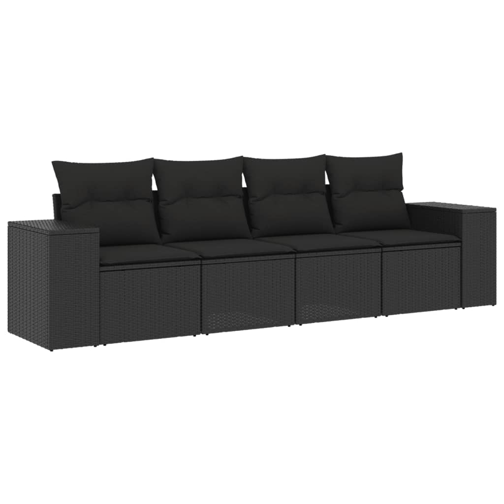 sofasæt til haven 4 dele med hynder polyrattan sort