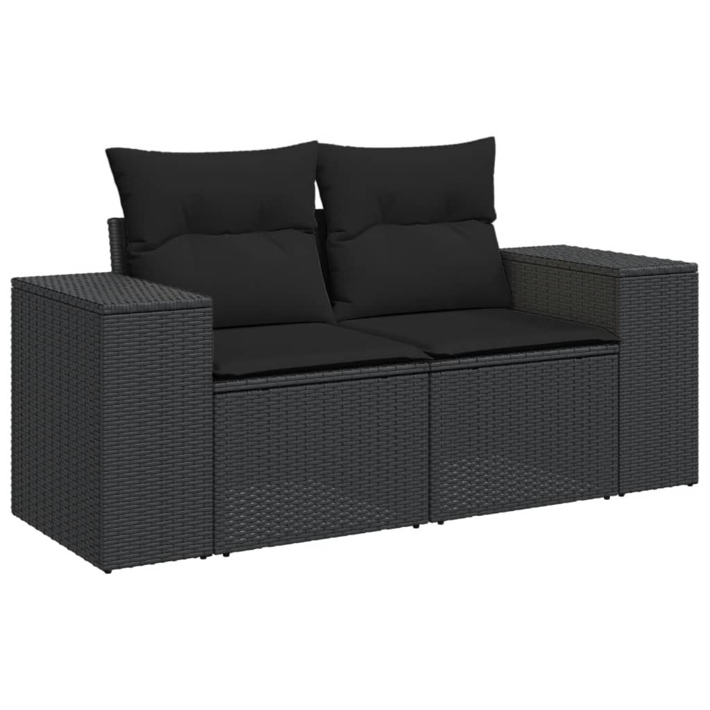 sofasæt til haven 7 dele med hynder polyrattan sort