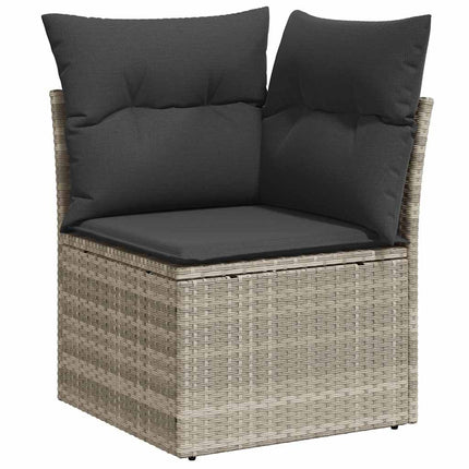 havesofasæt med 9 dele og hynder grå polyrattan