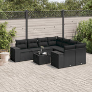 sofasæt til haven 9 dele med hynder polyrattan sort
