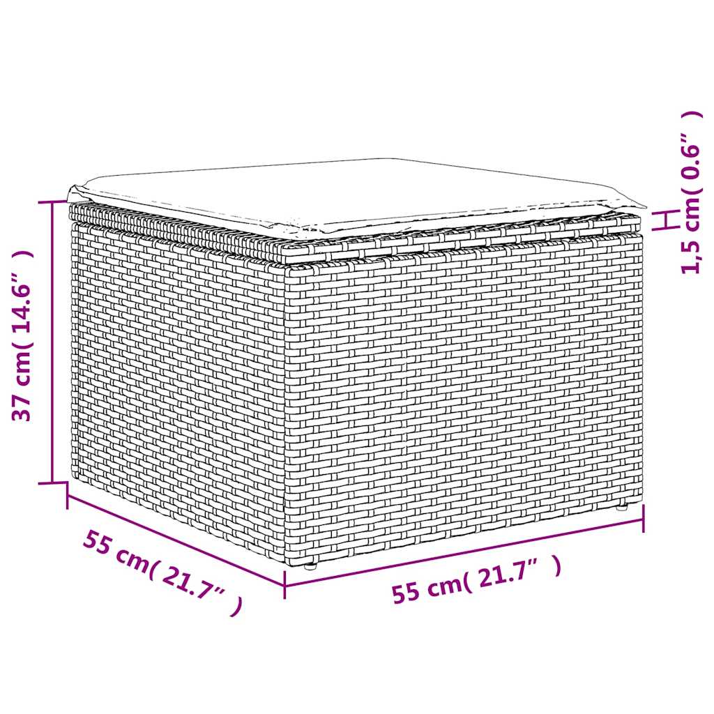 havesofasæt med 5 dele og hynder sort polyrattan