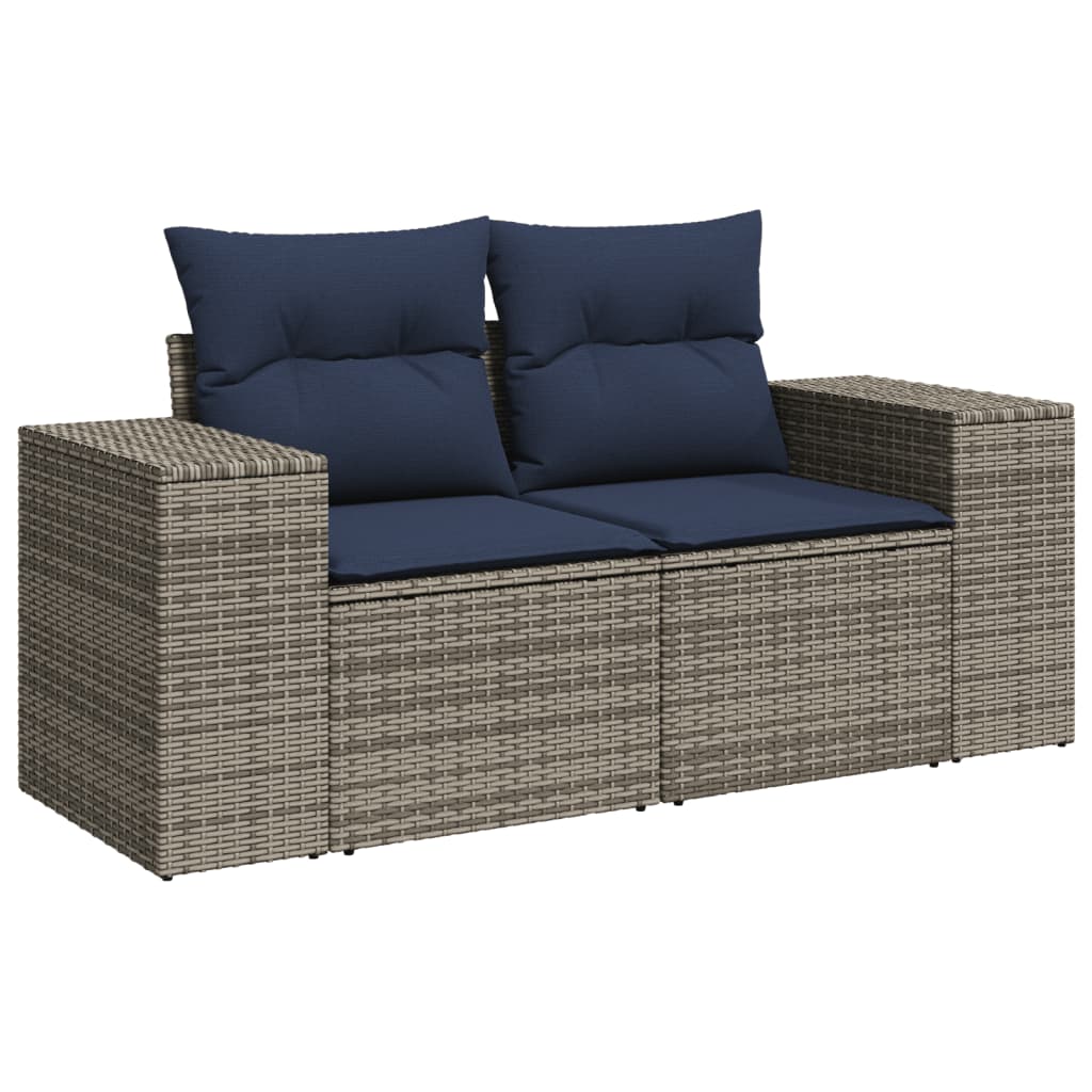havesofasæt med 5 dele og hynder grå polyrattan