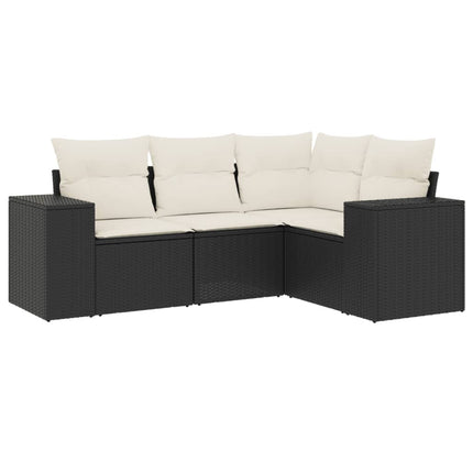 sofasæt til haven 4 dele med hynder polyrattan sort
