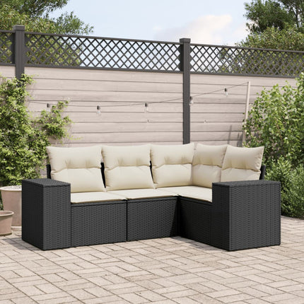 sofasæt til haven 4 dele med hynder polyrattan sort