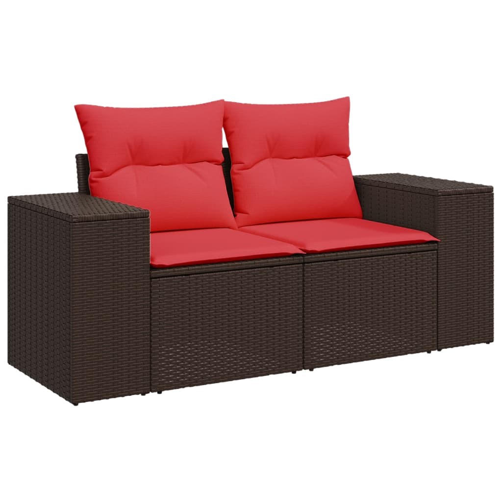 havesofasæt med 4 dele og hynder brun polyrattan