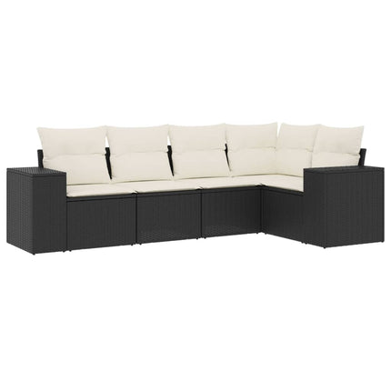 sofasæt til haven 5 dele med hynder polyrattan sort