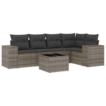 sofasæt til haven 6 dele med hynder polyrattan grå
