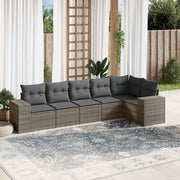 sofasæt til haven 6 dele med hynder polyrattan grå
