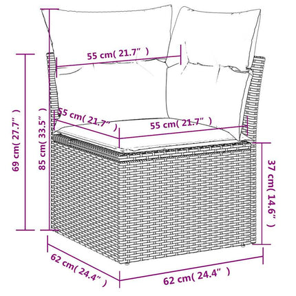 havesofasæt med 7 hynder brun polyrattan